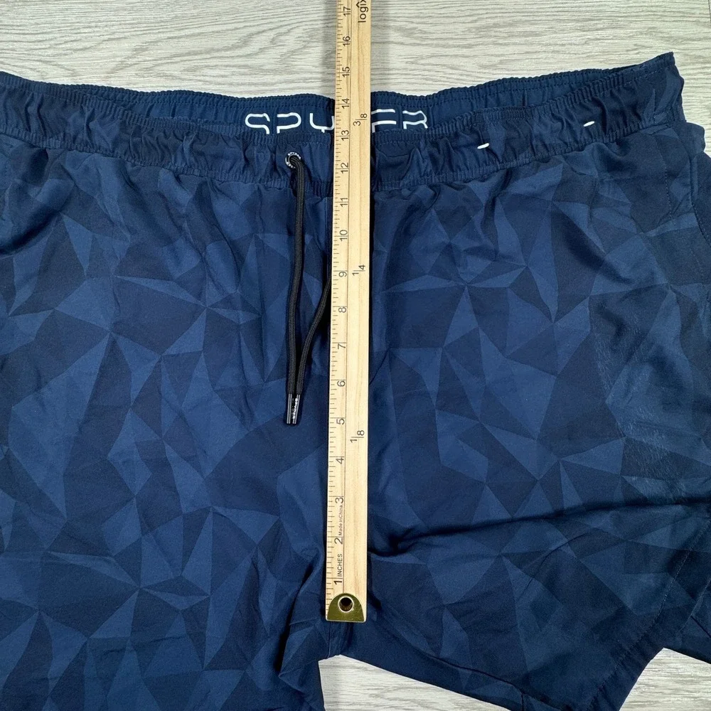 Spyder Men's Swim Trunks Geometric Navy Blue XXL Board Shorts Drawstring Pockets